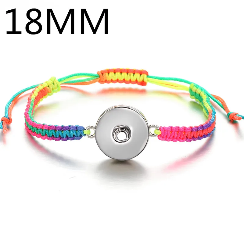 Fashion SE0185 Beauty Gradient color Rope adjustable snap bracelet fit 12mm/18mm snap buttons wholesale