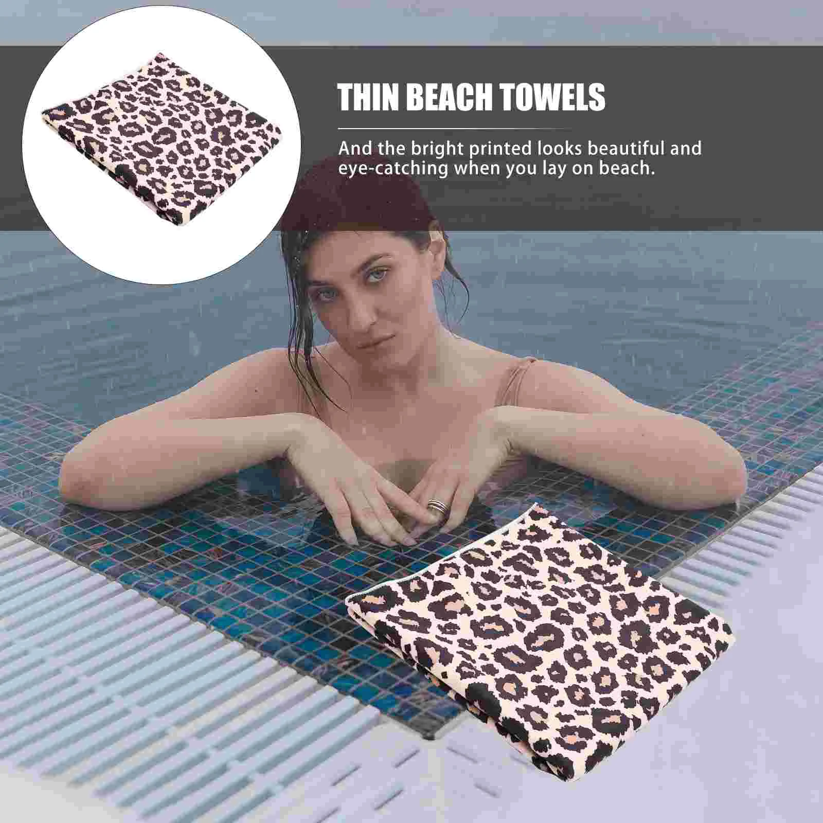 Toalla de baño con estampado de leopardo para gimnasio, playa transpirable, cómoda fibra decorativa para fiesta de natación