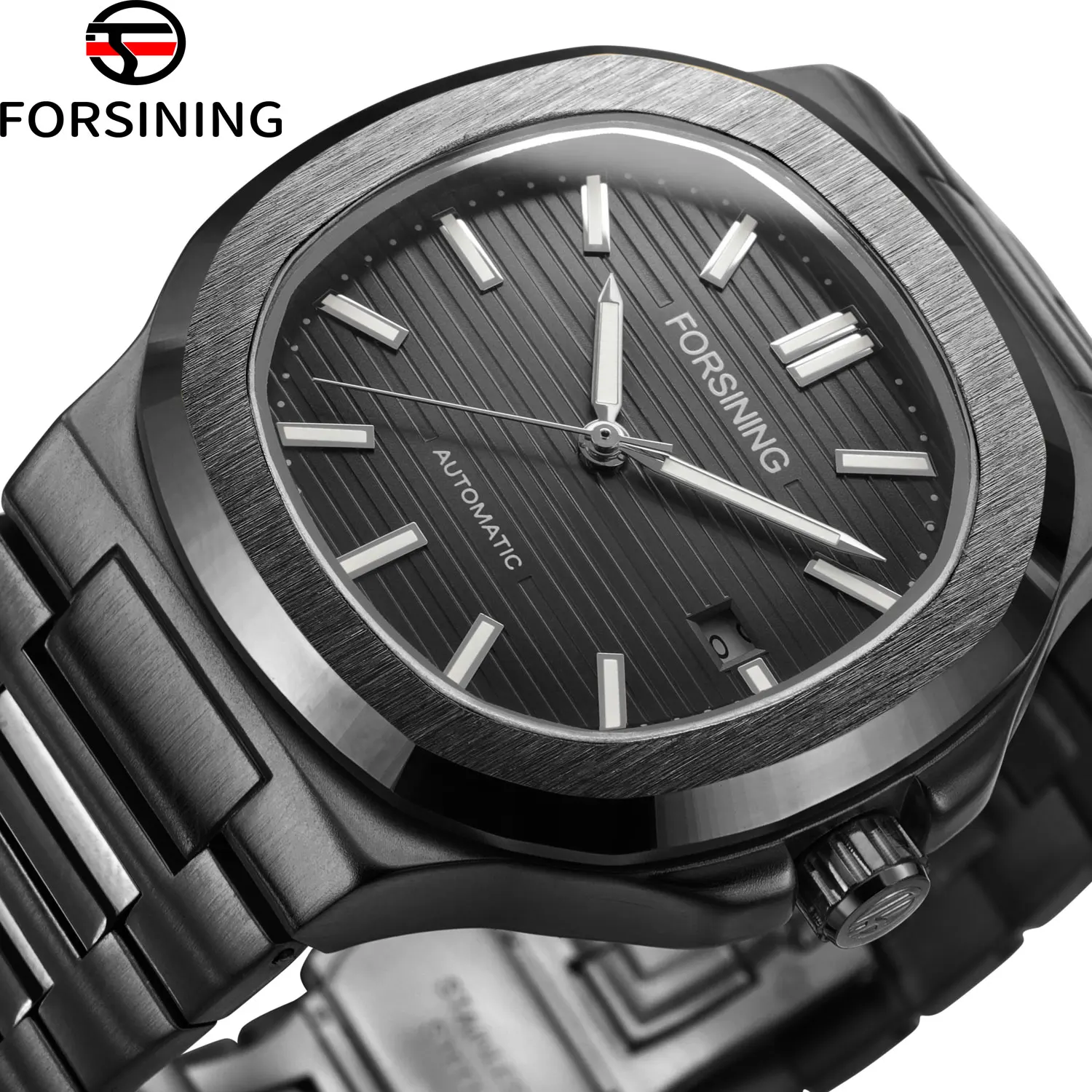 

2026 FORSINING Оригинальные роскошные мужские часы с автоматическим механизмом, стальной браслет, механические, военные, водонепроницаемые, реплика
