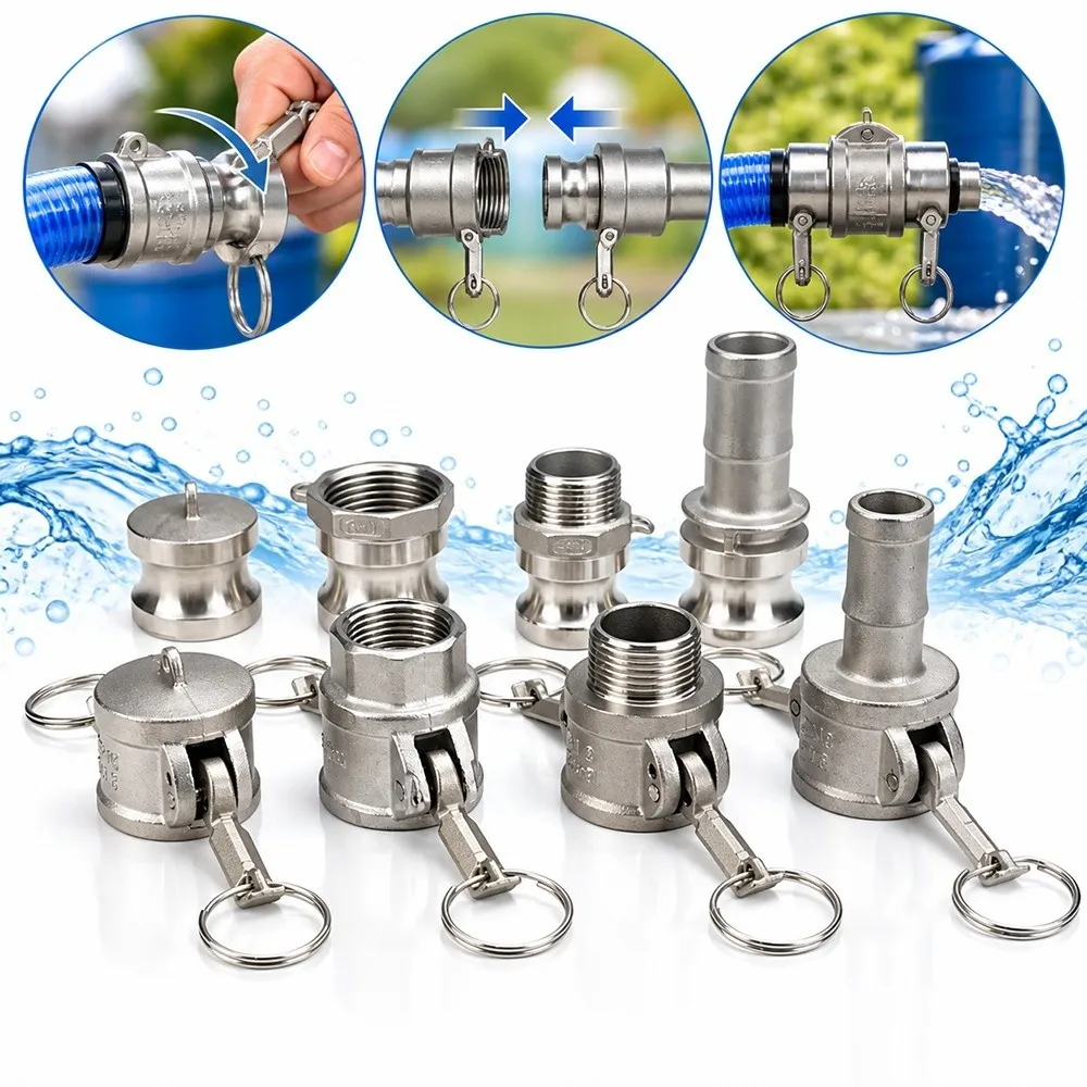 Stainless Steel Camlock Coupling Corrosion Resistant Leak Resistant Hose Barb Fitting Ferrule Connection Multiple Type Options