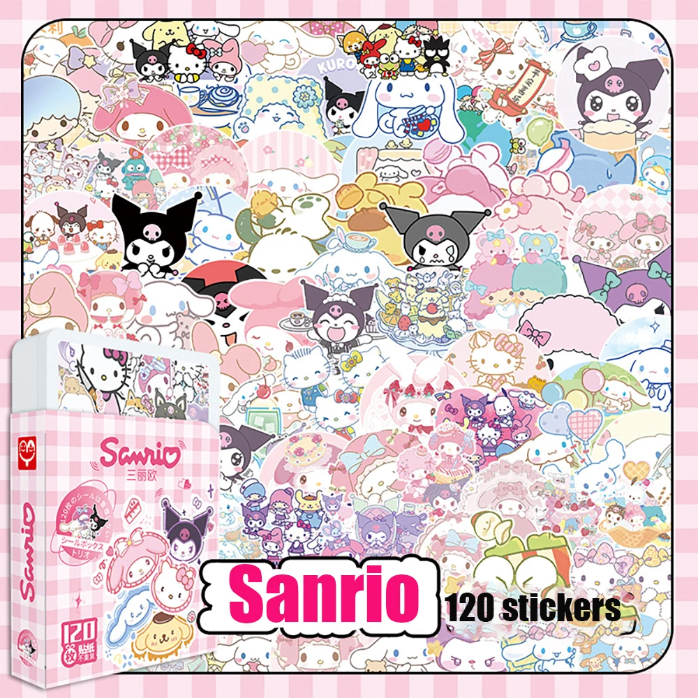 120PCS/box Sanrio Collection Sticker Gift Box Hello Kitty Kuromi Melody Pochacco - Perfect for collecting, gifting and DIY