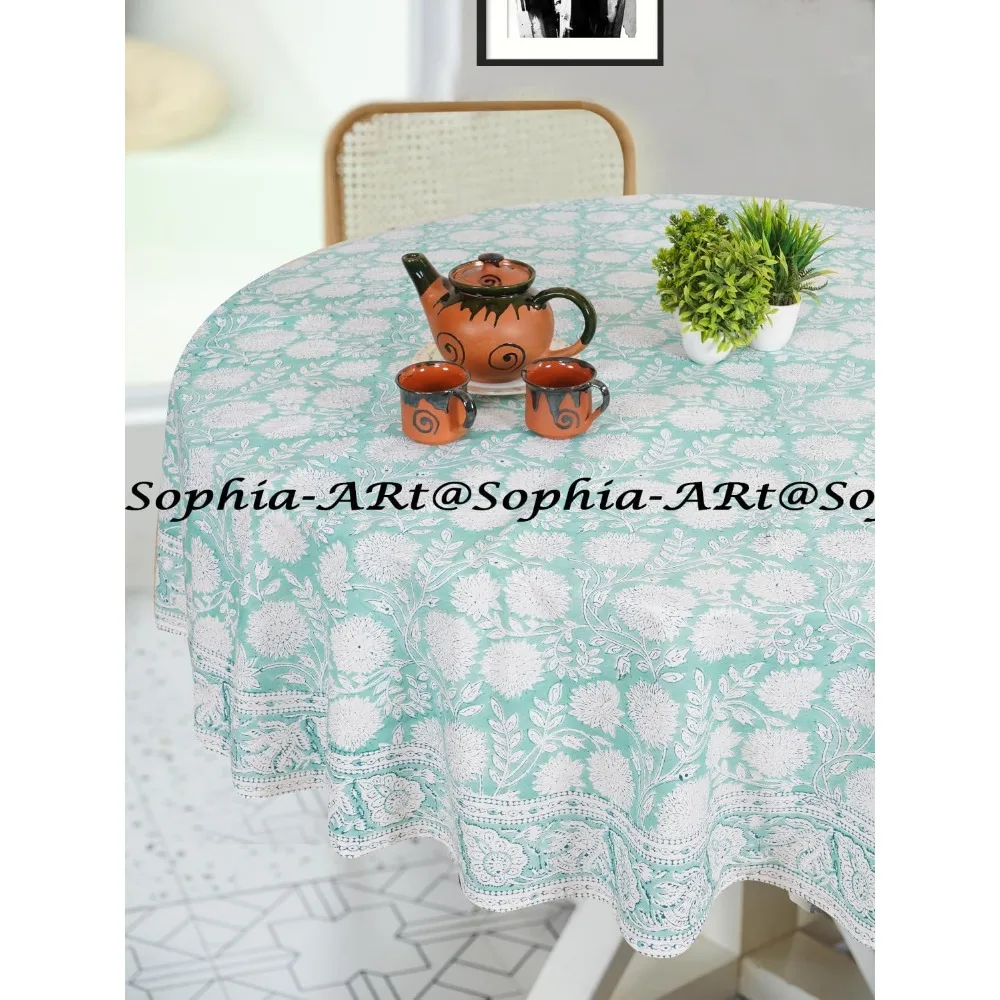 مفرش طاولة مستدير 72 6 مقاعد مطبوع عليه كتلة قطنية خارجية - قابل للغسل للفناء والتخييم وحفلات العطلات واستخدام المطبخ الداخلي #3