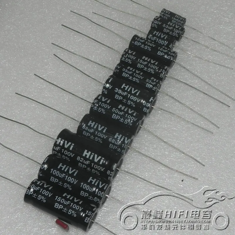 HI VI   Electrodeless BP axial Electrolytic Capacitor  100V 1.5UF 3.3UF 4UF 12UF 15UF 33UF 39UF 50UF 68uf 82uf 100uf 150uf 27uf
