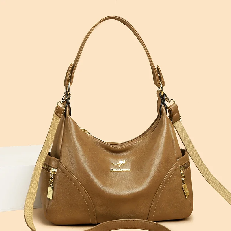 2024 New Women Luxury Leather Handbags Large Capacity Casual Tote Bags Wysokiej jakości kobiece miękkie skórzane torby na ramię Female Sac