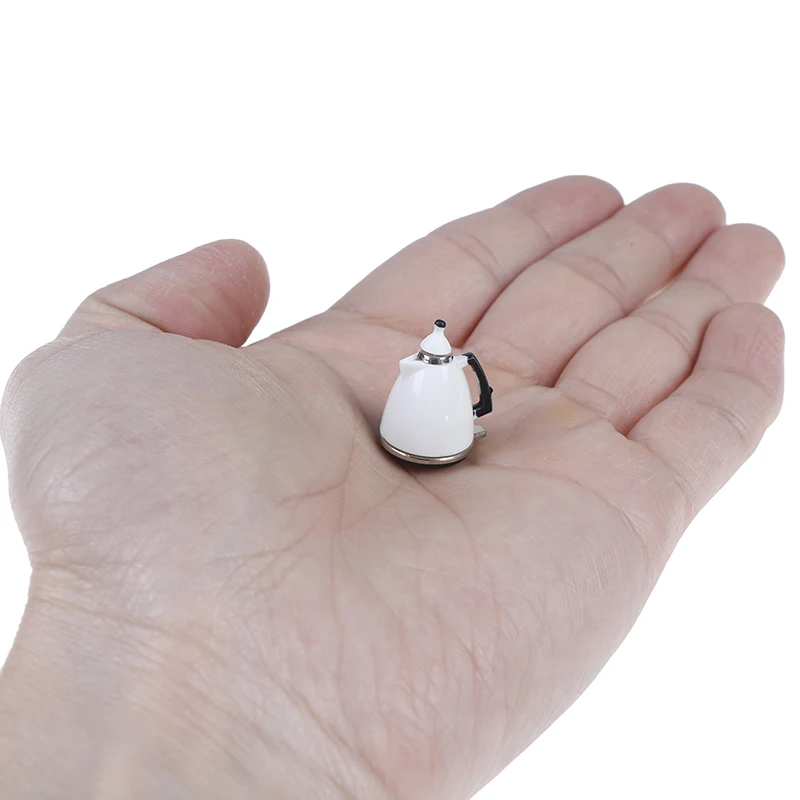 1Pc Dollhouse Miniature White Kettle Pot Doll House Kitchen Mini Kettle Toy Pot Dolls Decorations Accessories