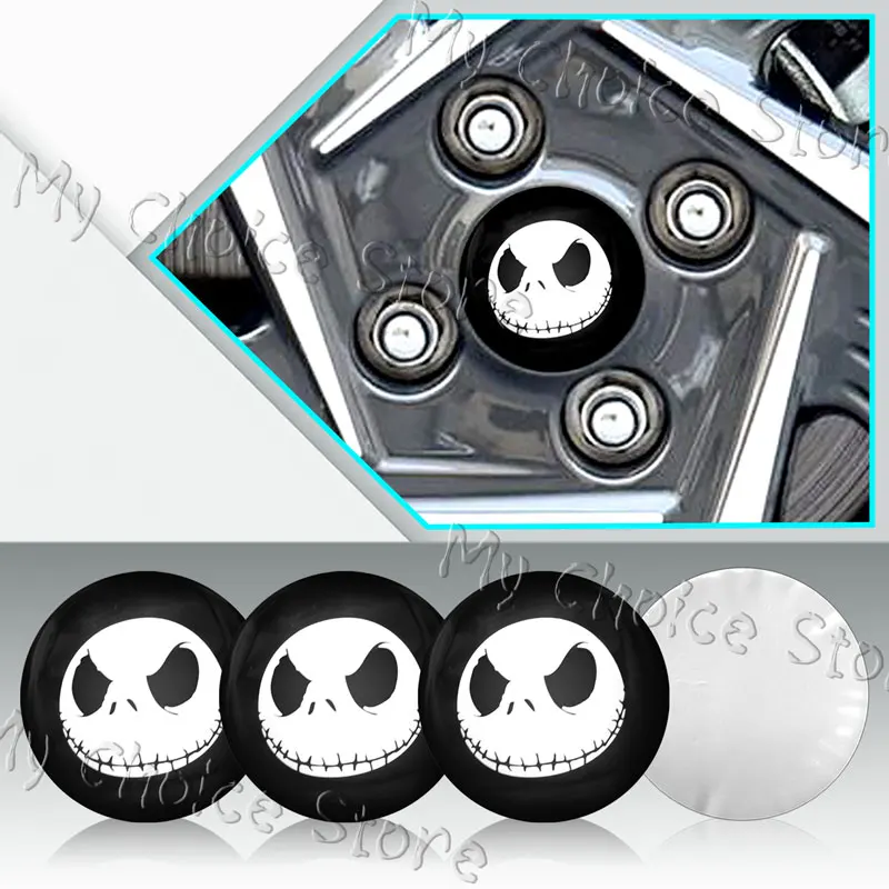 4pcs 56mm Halloween Spider Pumpkin Skull Emblem Car Wheel Center Hub Cap Badge Stickers For Universal Auto Accessories