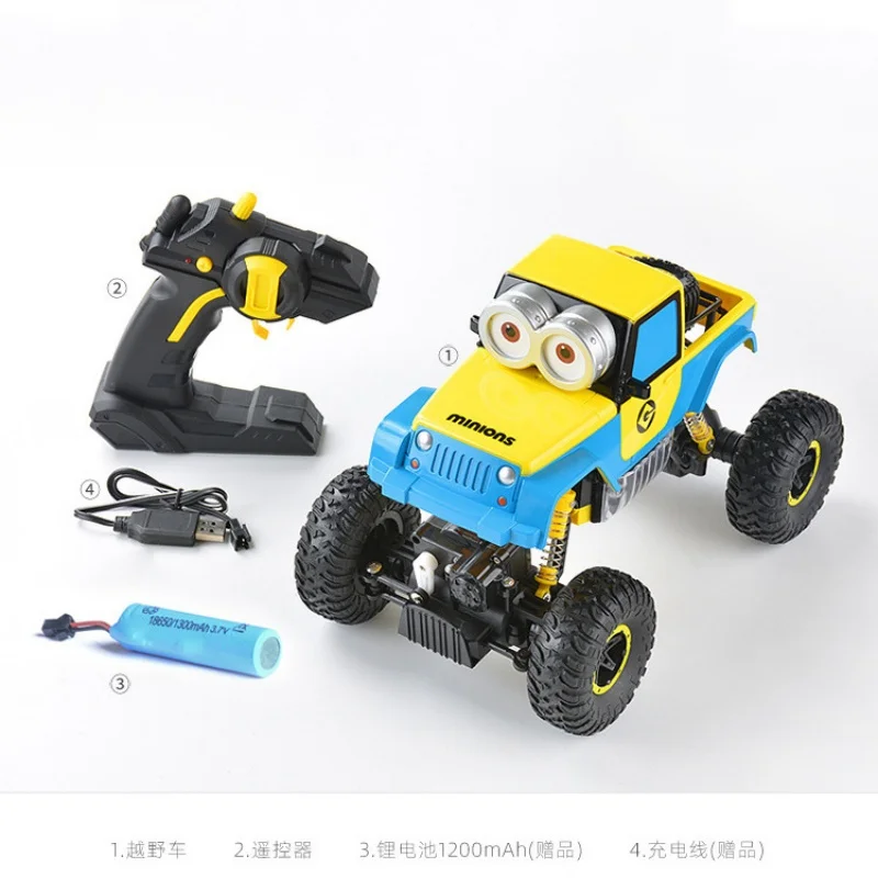 Echte Minions draadloze afstandsbediening auto kinderspeelgoed hoge snelheid vierwielaandrijving klimoog gloeiend oplaadstijl cadeau