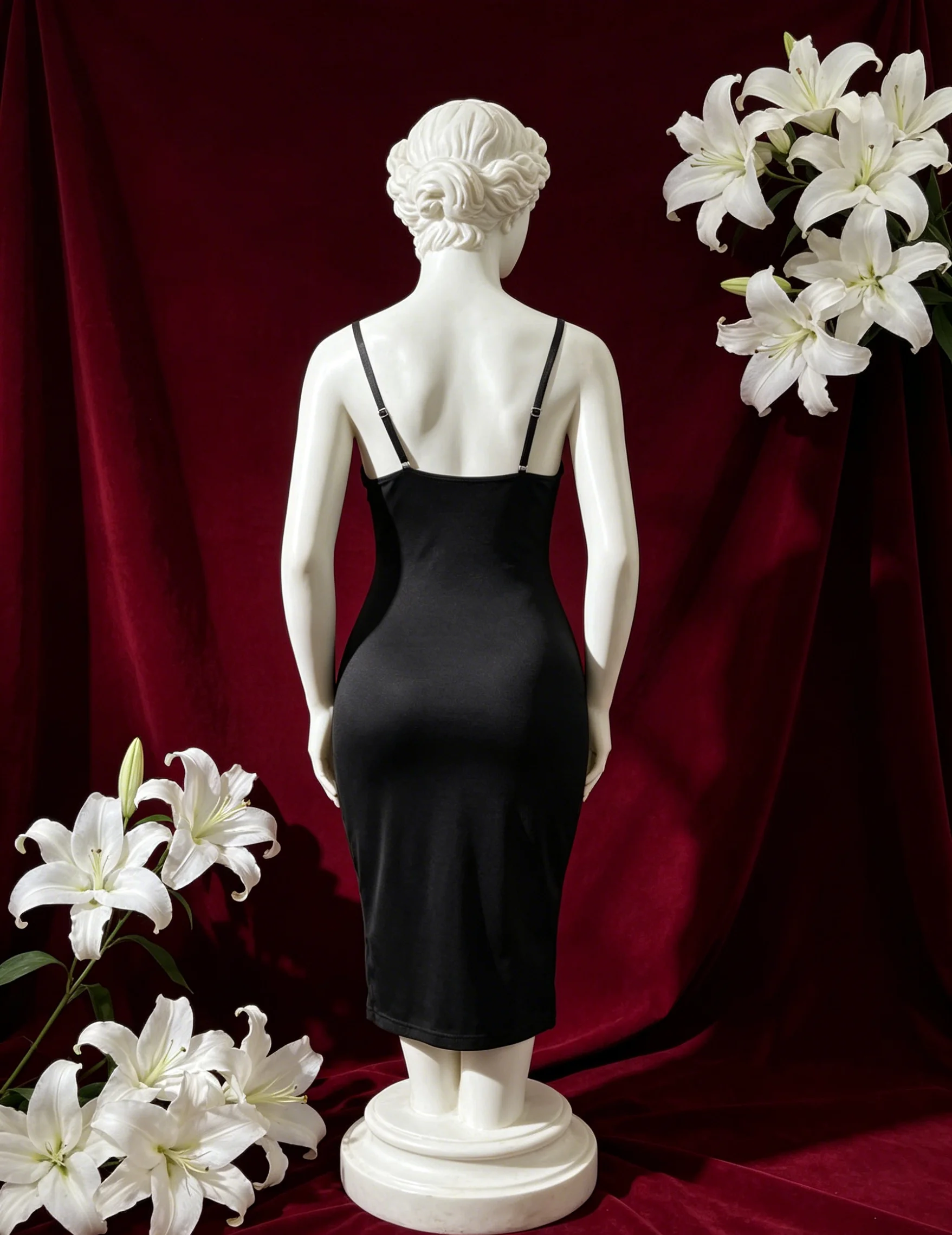 【 Fragments.SPECIAL LINK:THE MASCOT'SLITTLE GIFT.】 Classic Black Satin Slip Slit Midi Fitted Elegant Evening Dress