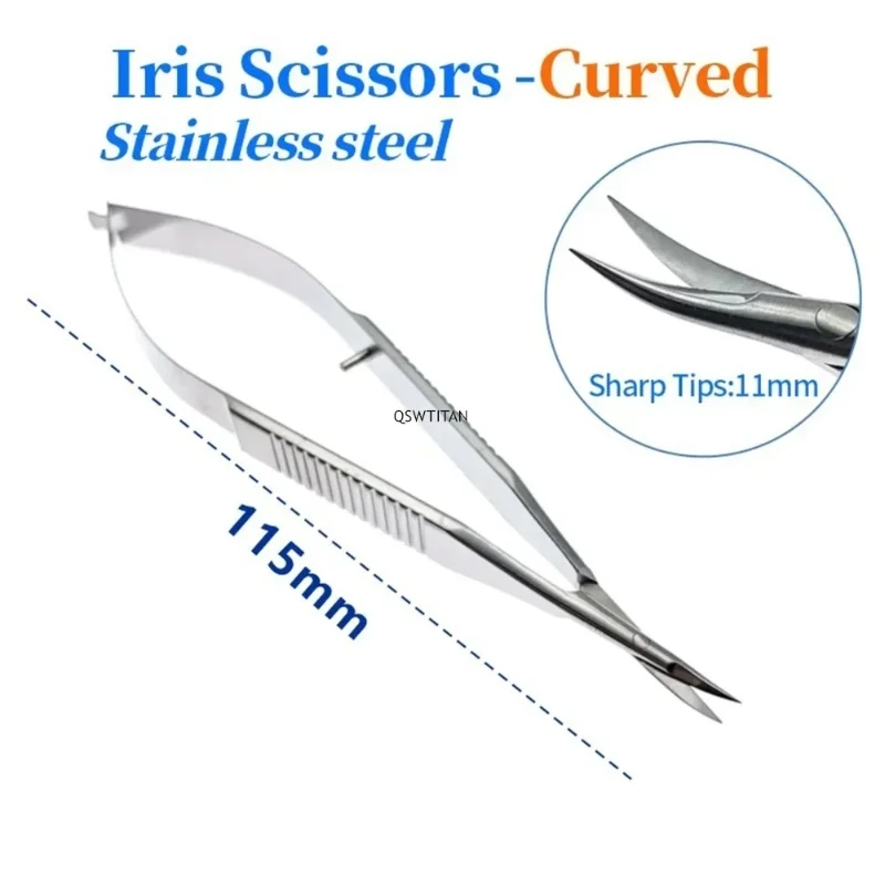 Micro tesoura íris titânio aço inoxidável dupla pálpebra tesoura dicas afiadas instrumento oftálmico em linha reta/curva