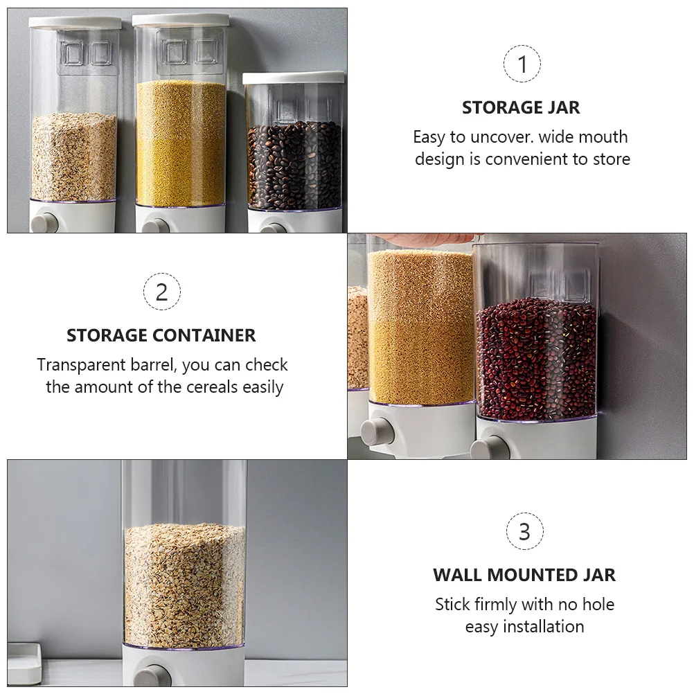 

Wall Mounted Storage Jar Coarse Cereal Container Seal Transparent Barrel Wide Mouth Dustproof Food Dispenser