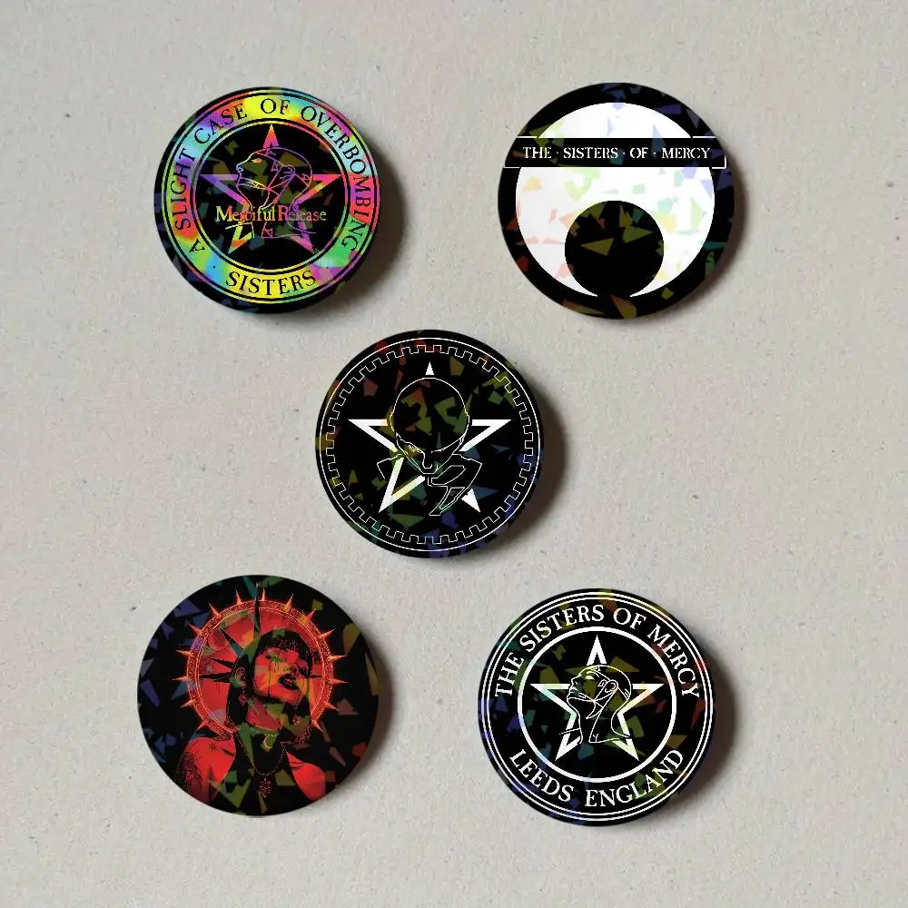 Band T-The Sisters Of Mercy Round Laser Badge Brooch Clothes Backpack Accessories Lapel Decoration Gift