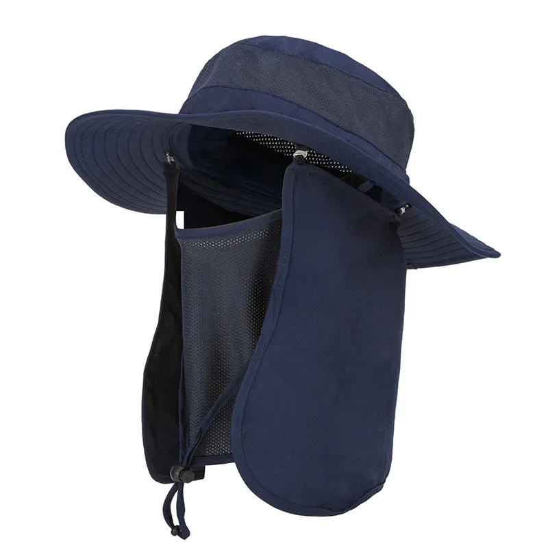 Chapeau pare-soleil de protection UV pour hommes et femmes, avec poignées amovibles à larges bords, rabat pour le cou et le visage, casquette d'extérieur pour la pêche, la randonnée et l'escalade, été