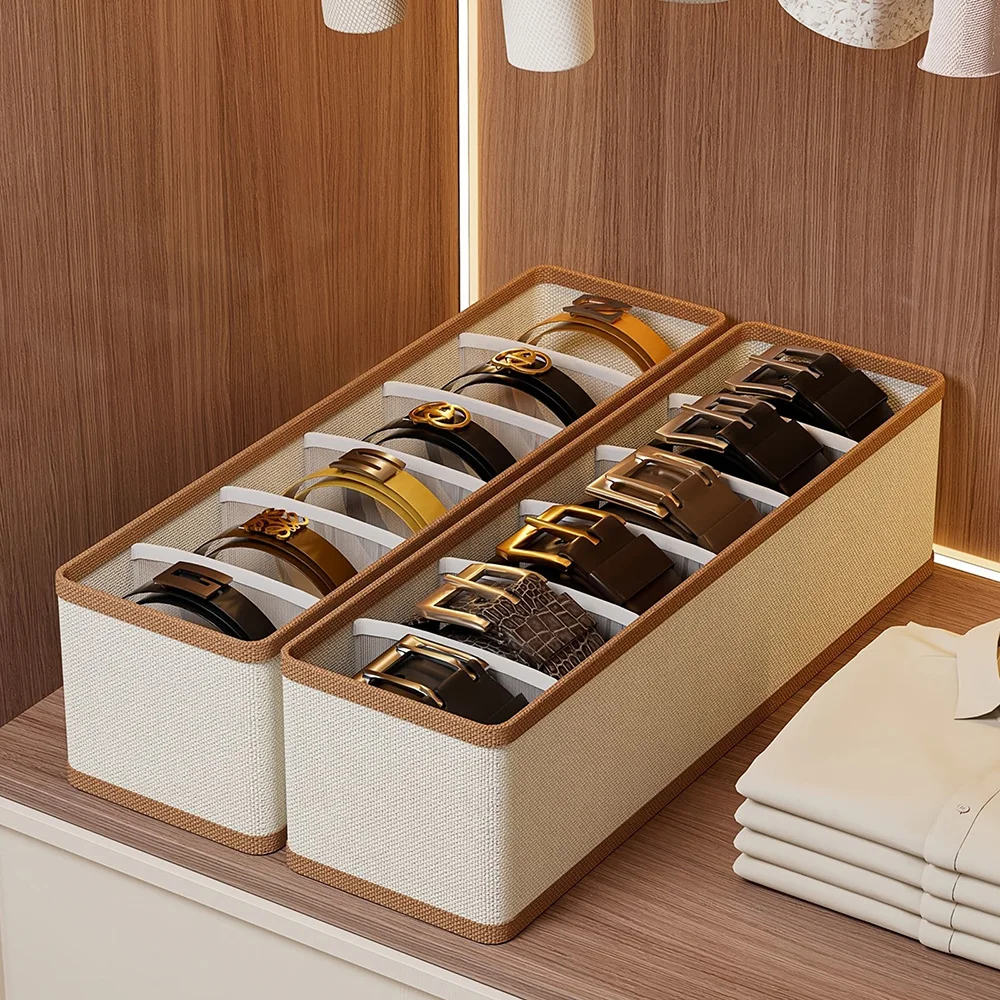 Belt Organizer Storage No Installation Required Compartments Closet Drawer Organizer For Underwear Ties Scarves Accessories
