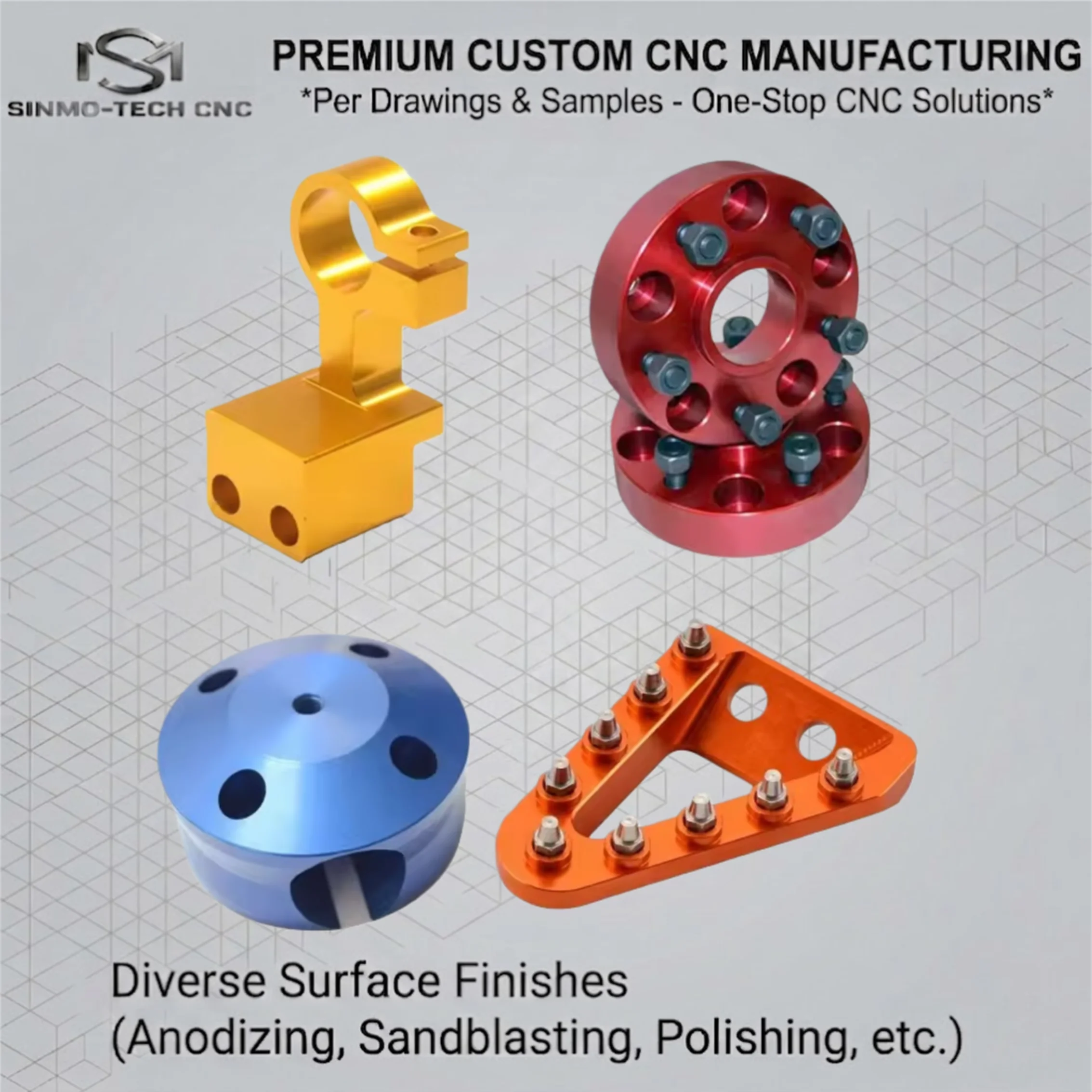 Custom CNC Machining Car Racing Motorcycle Aluminum 7075 T6 Parts Hard Anodized High Strength Engine Component MOQ 1pc