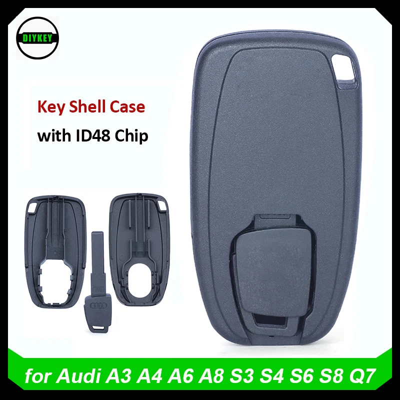 DIYKEY Replacement Transponder Chip Key & Smart Emergency Key for Audi A3 A4 A6 A8 S3 S4 S6 S8 Q7 Engine Start ID48 Chip