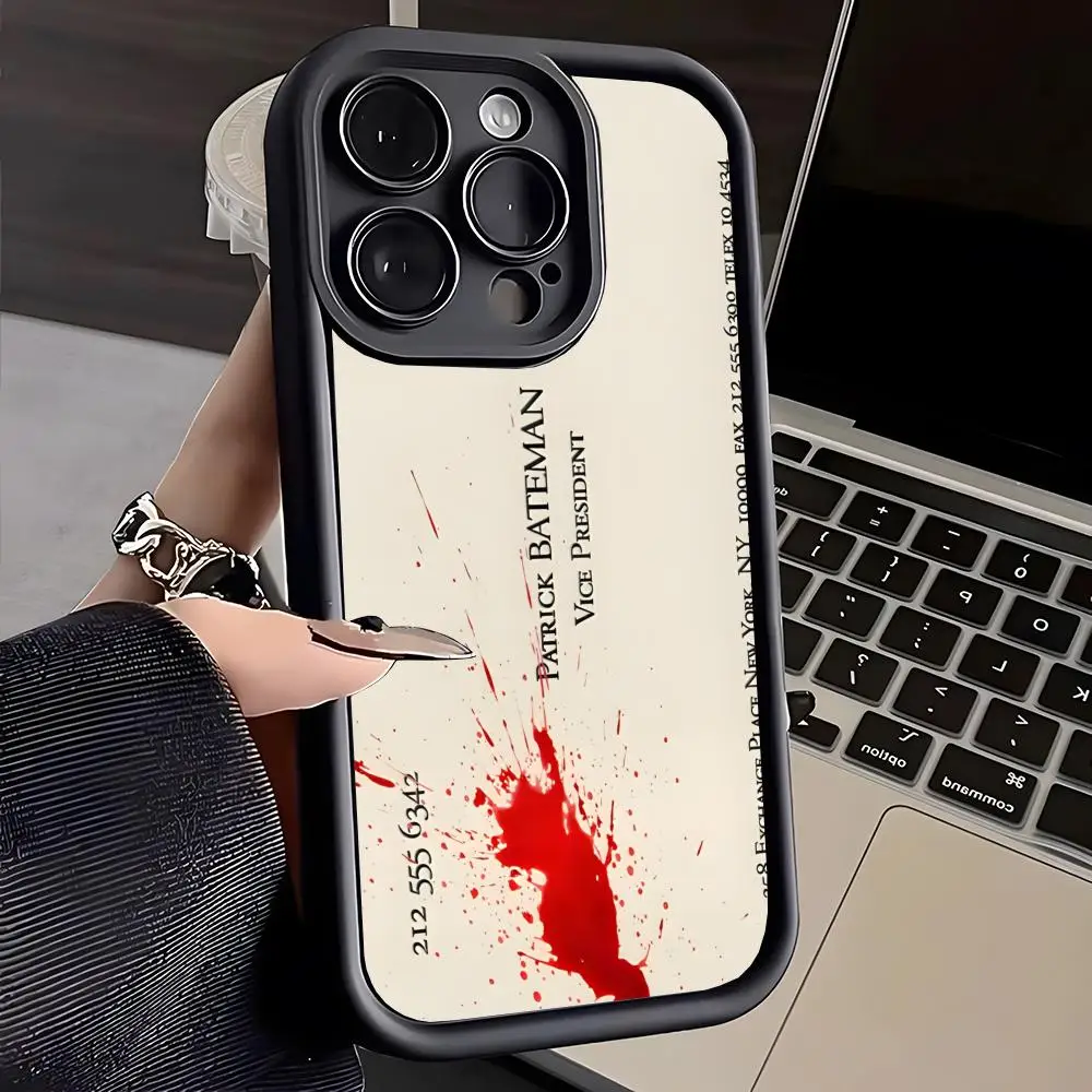 Patrick Bateman Business Card Phone Case For IPhone 16 Pro Max 15 Pro 14 Plus 13 12 11 XR XS Max X 7 8 Plus Soft TPU Back Cover