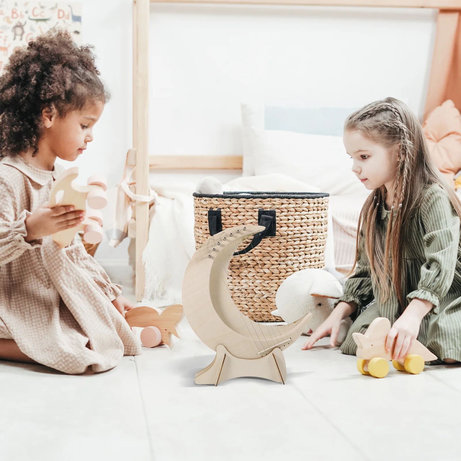 

Harp Musical Instrument Beginner Lyre Instruments Handheld Wood Learning Basswood