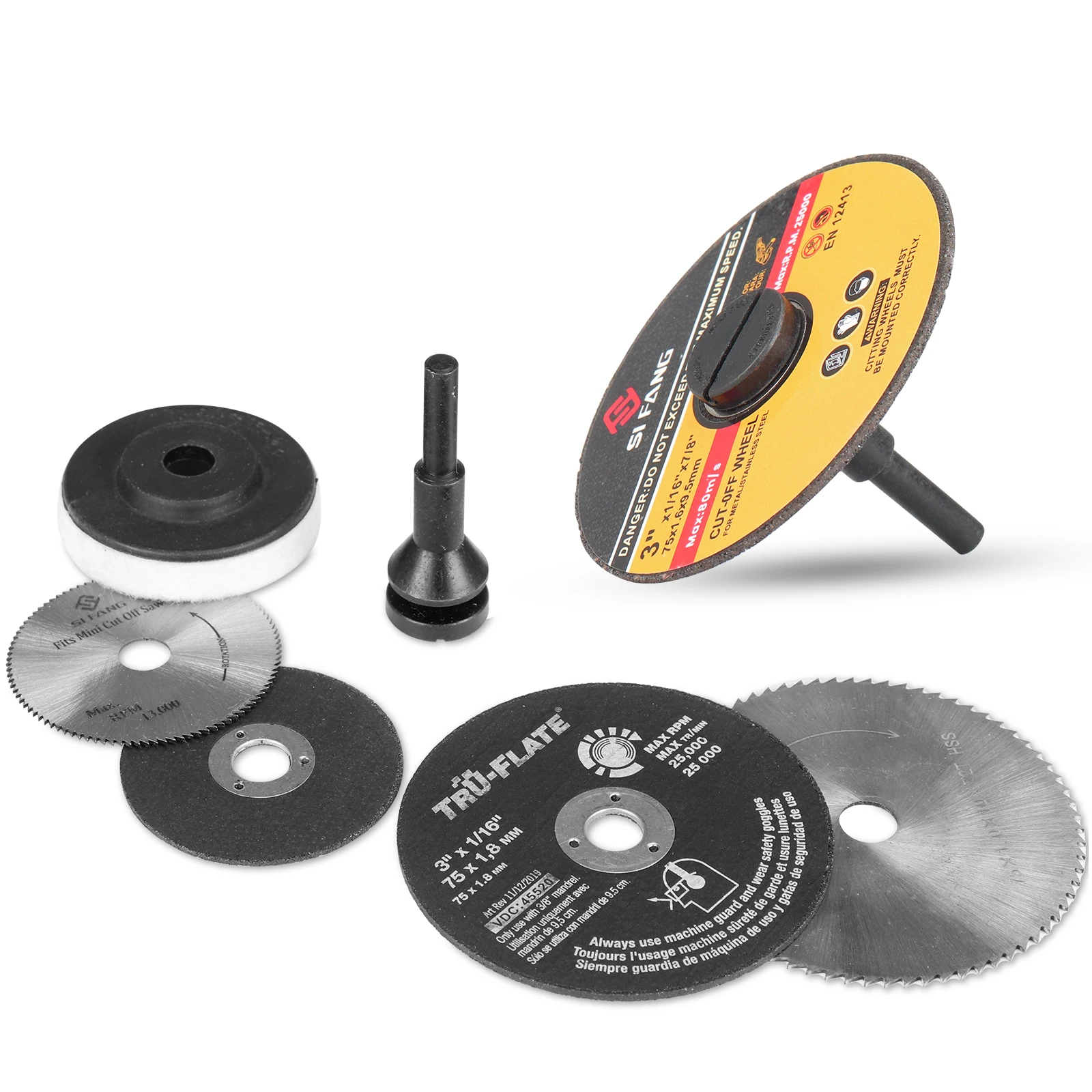 Mandrin de montage pour lame de scie circulaire, roue à tronçonner, trou d'arbre de 3/8 "et 1/4", support de tige de 1/4 "pour meuleuse, outil lointain