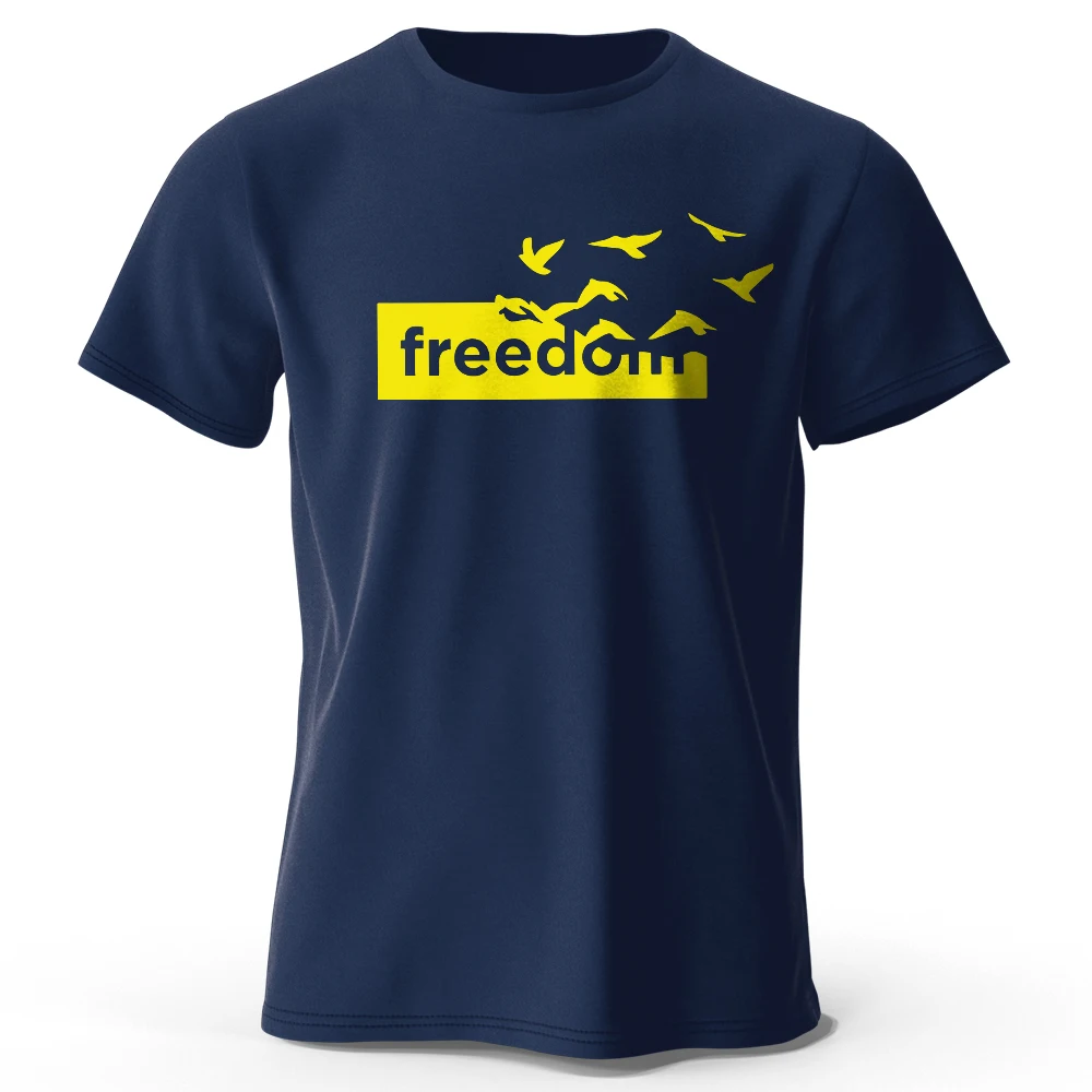 Men's The Freedom Letter Printed T-Shirt Cotton Funny Graphic Tees for Men's and Women's Summer Tops High-quality Streetwear