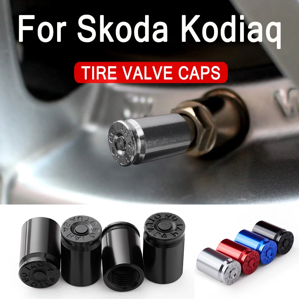 4PCS Tapas de Válvula de Neumático para Skoda Kodiaq 2024 2025 2026 MK2, Accesorios para Coche, Cubiertas de Vástago de Neumático, Impermeables y Antipolvo