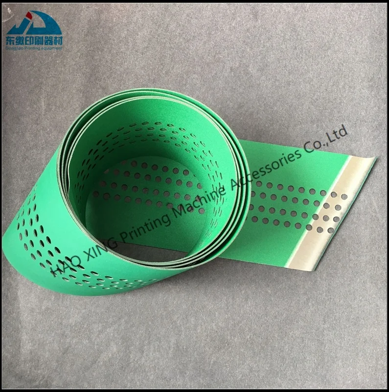 Printing Machinery Parts Feeder Suction Belts for KBA Printer Parts Paper Conveyor Belt Green Perforated Feeder Suction Belts