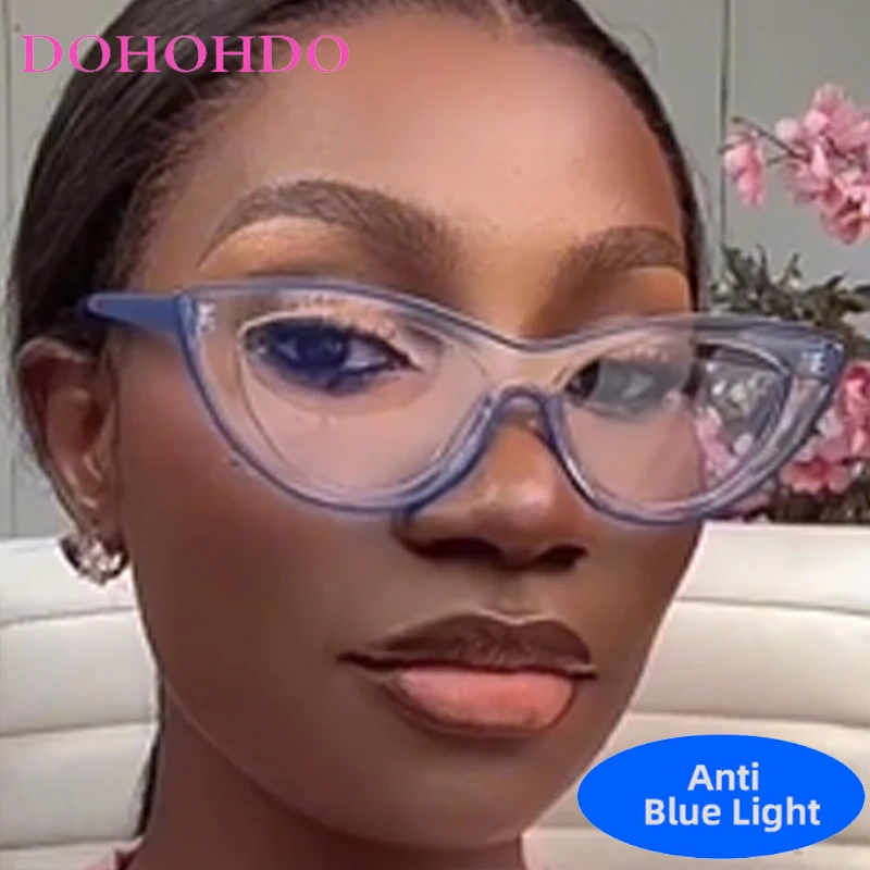 

Y2K Fashion Design Candy Color Cat Eye Optical Women's Glasses Trendy Anti-Blue Light Eyewear For Computer Gaming Lentes Очки