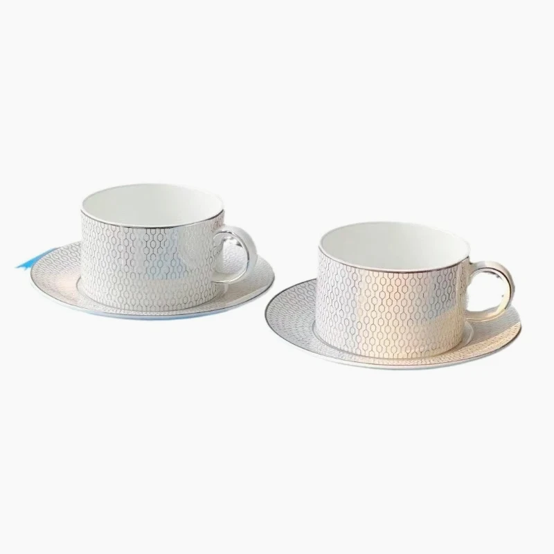 

Zhihuo Platinum Geometric Bone Porcelain Plate Coffee Cup Set Office Afternoon Camellia Teacup Teapot Gift Box