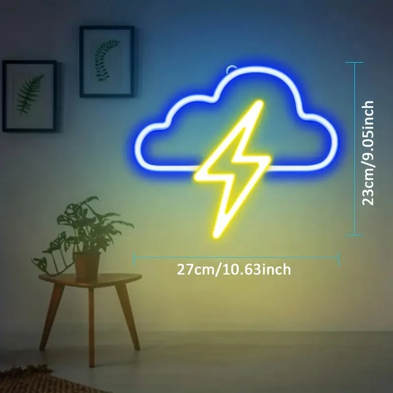 LED cloud and lightning neon lights, USB and battery powered neon lights, bedroom wedding birthday party decoration night light,