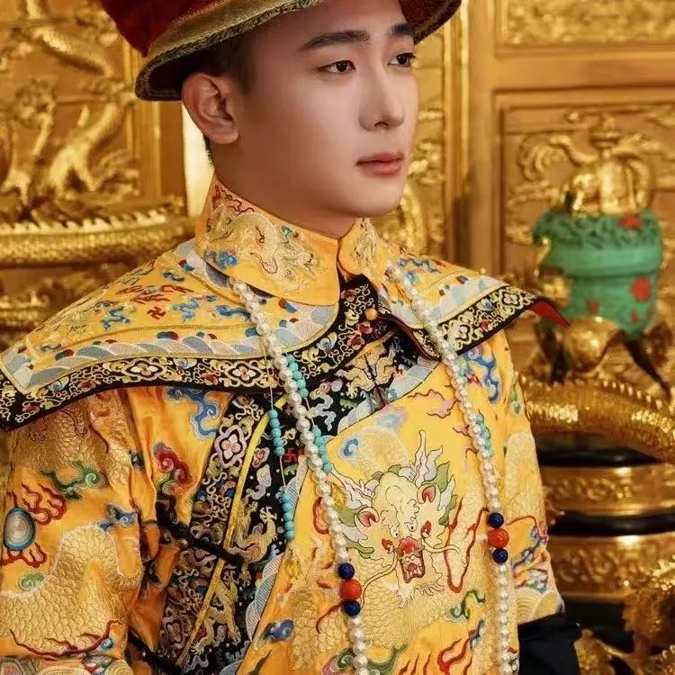 

Classic Chinese Emperor Dragon Hanfu Men Women Traditional Loong Pattern Printing Long Robe Halloween Party Cosplay Costume Top