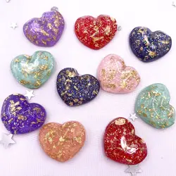 12 Pz Resina Glitter Riempito Lamina D'oro Cuore Gemma Flatback Cabochon Strass Figurine Scrapbook FAI DA TE Decorazioni Per La Casa Artigianato OL607