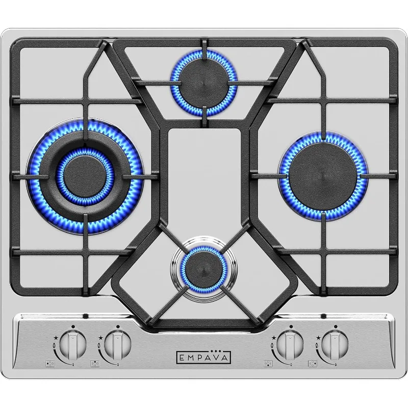 Empava 24 Inch Gas Cooktop Professional 4Italy Sabaf Burners Stove Top Certified with Thermocouple Protection in Stainless Steel