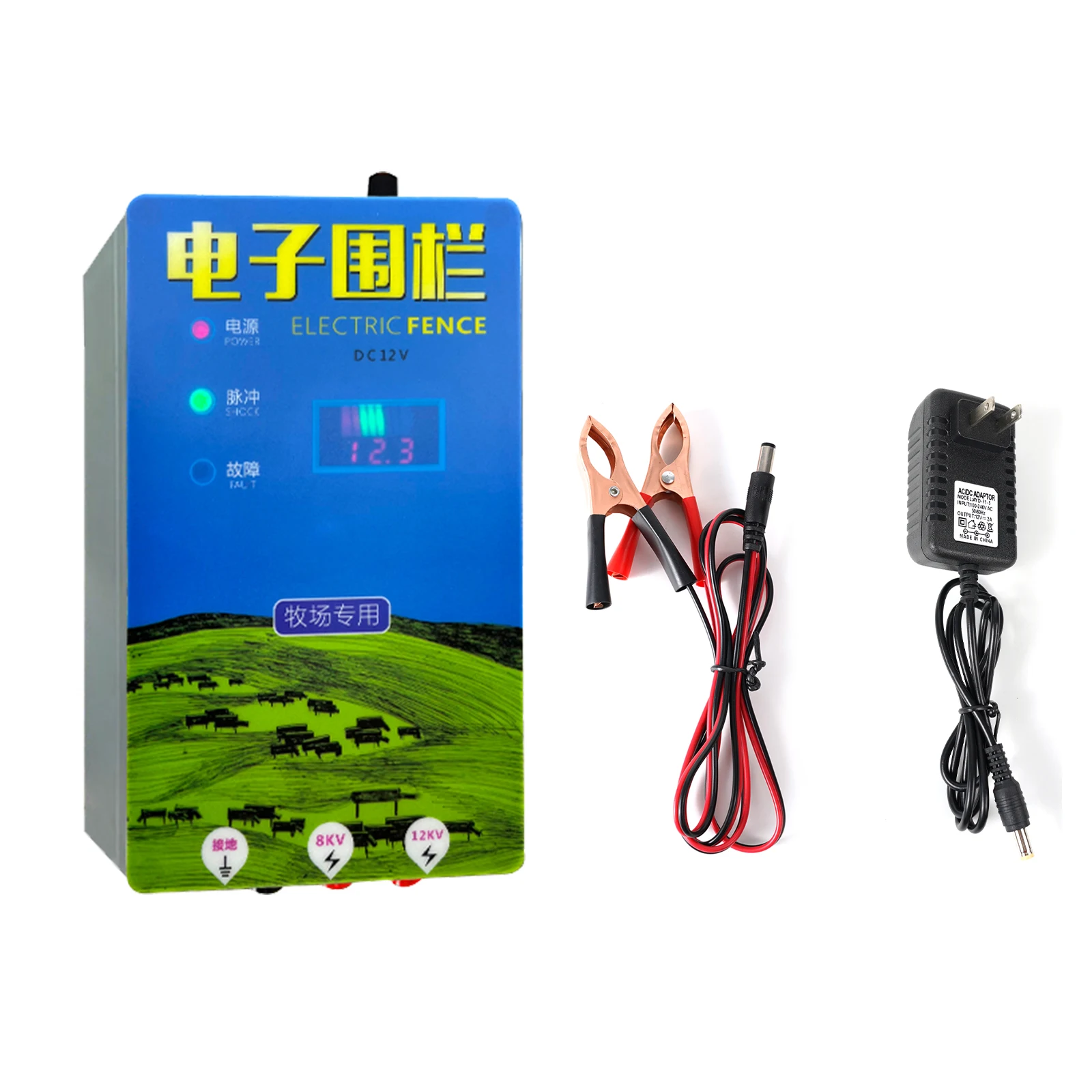 

Electric Fence High Voltage Pulse Controller Electronic Fence Energizer Charger Animal Husbandry Ranch Livestock Tool