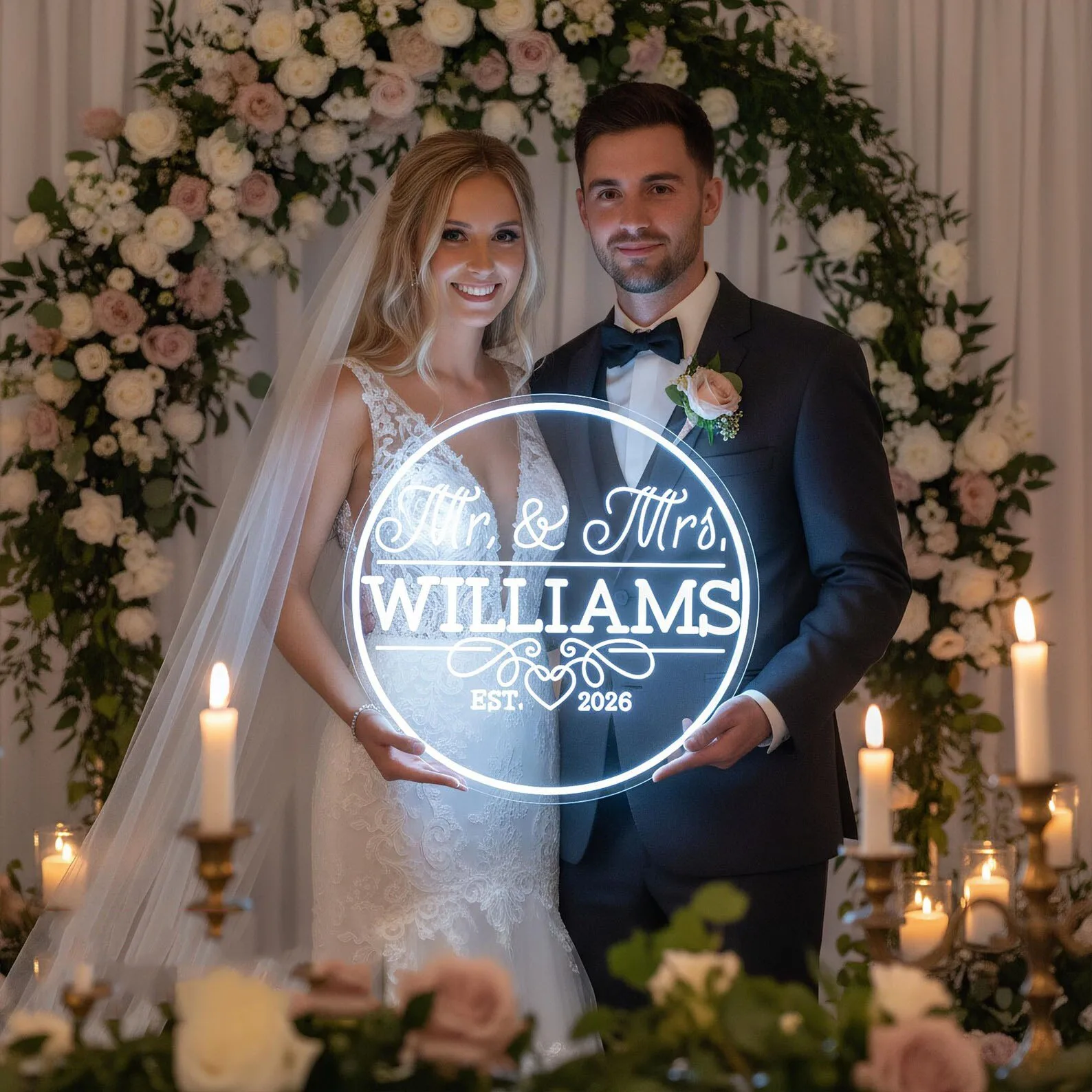Custom Mr & Mrs Wedding Name Neon Sign,Last Name With Est Neon Sign,Family Name LED Neon Sign,Wedding Party Decor,Wedding Gifts