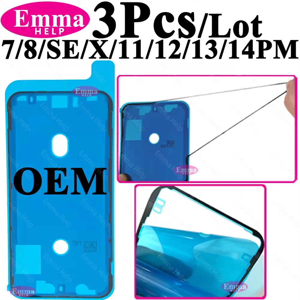 EmmaHelp 3pcs OEM LCD Screen Display Glue Waterproof Sticker for iPhone 11 12 13 7 8 Plus XS X 14 Adhesive Frame Seal Tape