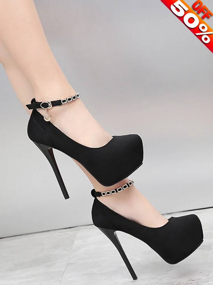 

12cm Super High Thin Stripper heeled Shoes Shallow Hollow Buckle Strap Flock Pumps Fashion Models Party Dress 5 Inches Fetish