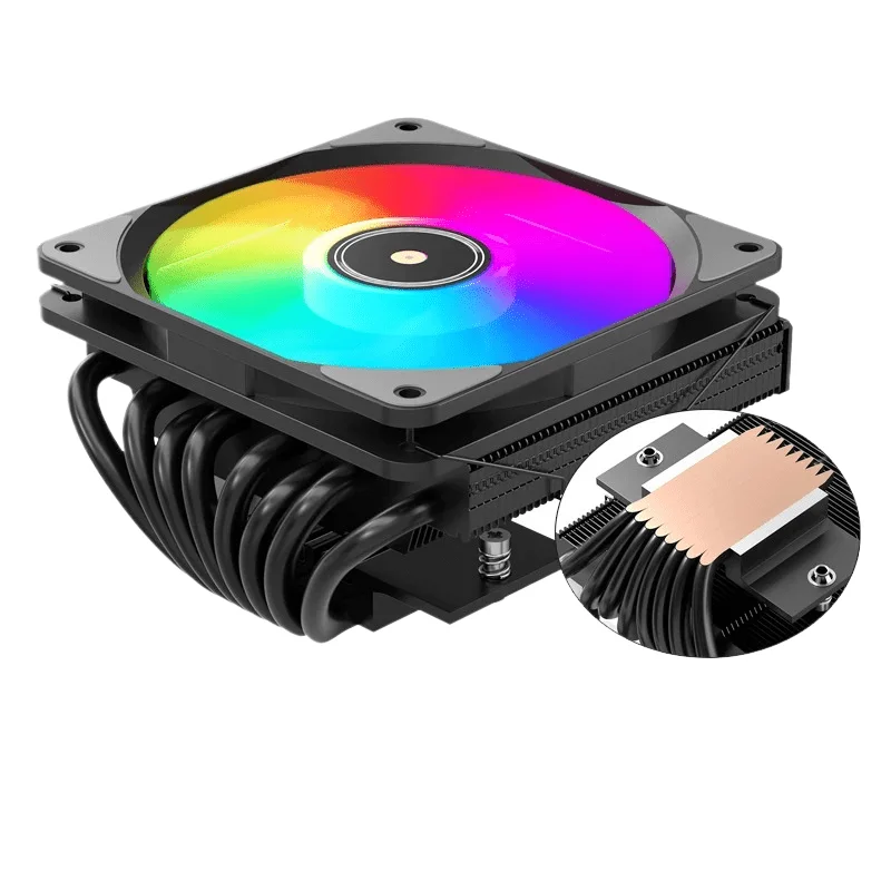 TE-75 ARGB CPU Cooler, 75mm Low Profile Air Cooling Radiator, 5V 3Pin Addressable RGB Silent Computer Heatsink Compatible with AM5 AM4 LGA1700 LGA1200 LGA2011 X99 ITX Mini PC Desktop Gaming Processor Cooling Fan view 2