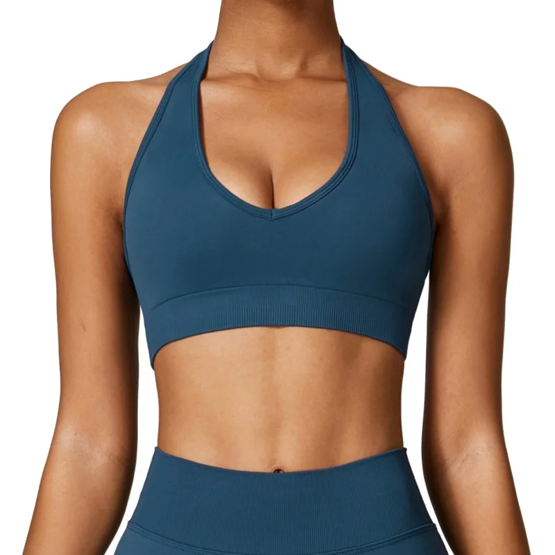 Halter Seamless Yoga Bra Running Beauty Back Fitness Vest High Strength Sports Underwear7318