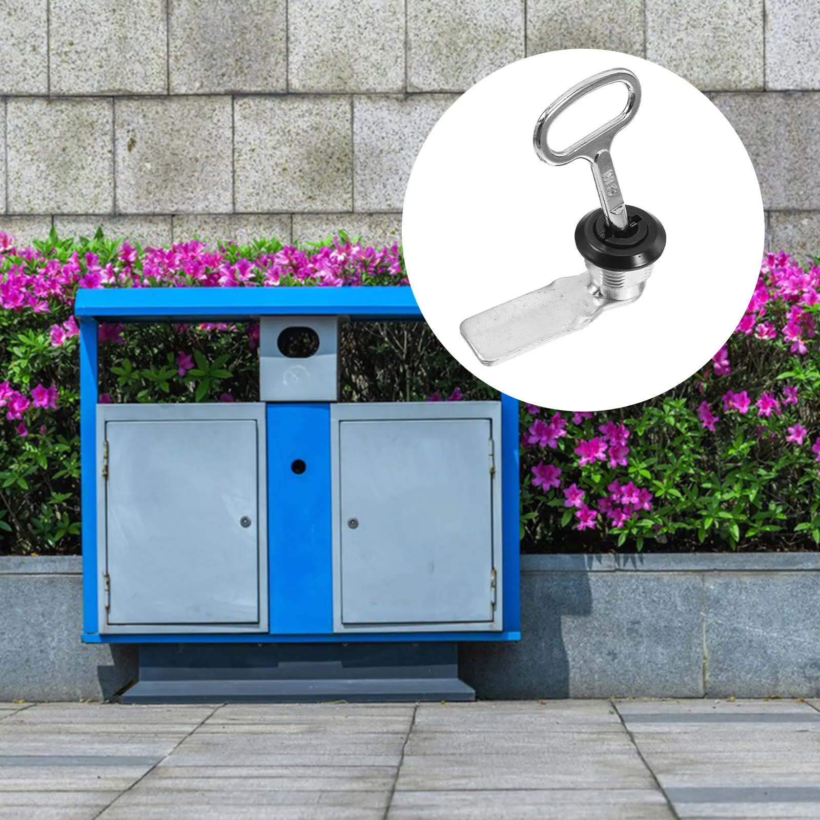 

1 set Outdoor Trash Can Lock With Key Metal Key Set Community Security Locking Public Waste Bin Accessories Rubbish Bin