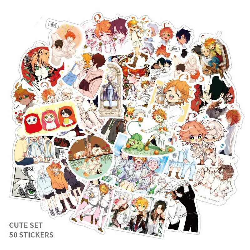 50pcs Anime The Promised Neverland Japanese Graffiti Removable Stickers for Suitcase, Notebook & Car