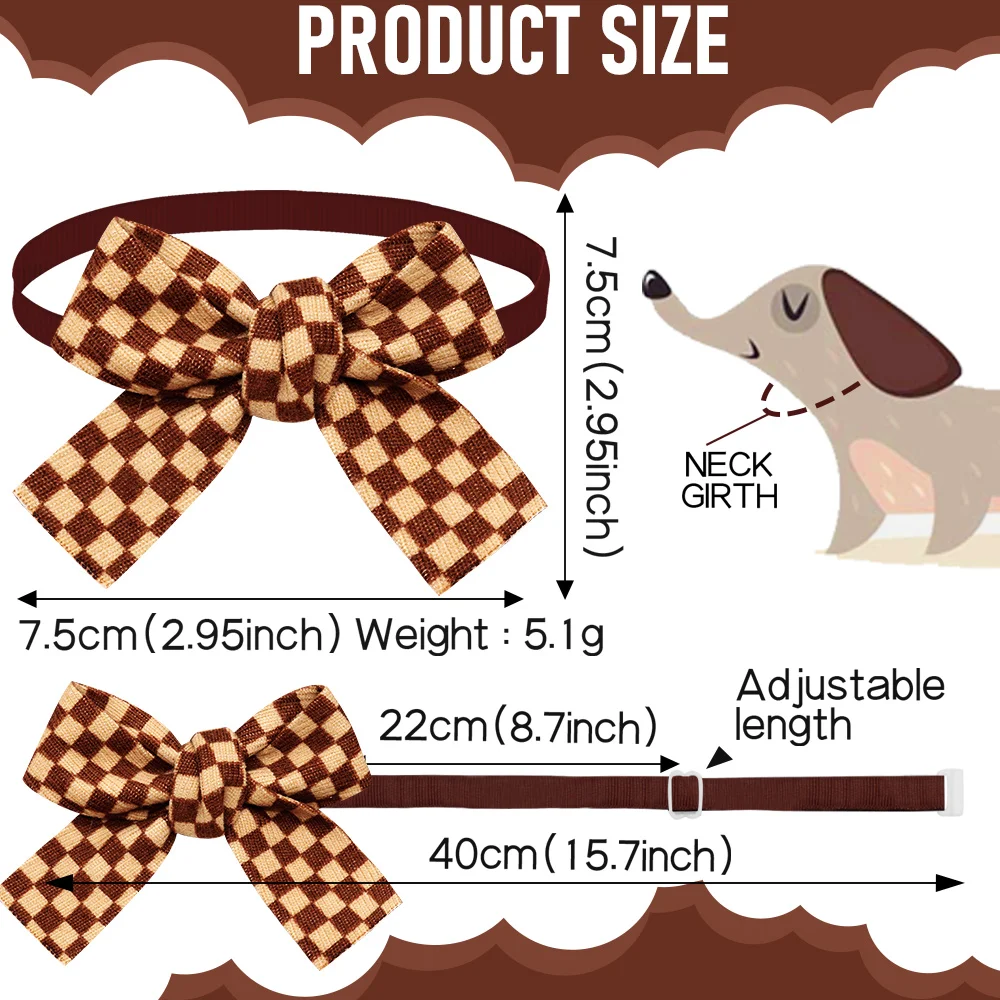 Autumn Pet Dog Bowtie Pet Bow Tie Plaid Dot Cat Puppy Grooming Bows for Small Dogs Classic Pets Collar Dog Cats Accessories