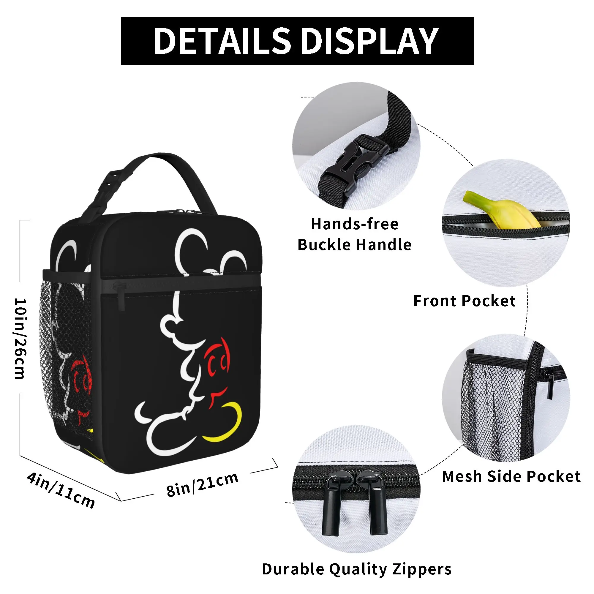 M-Mickeys Mouse Insulated Lunch Bags Thermal Bag Reusable,Meal Container  Leakproof Tote Lunch Box for Men Women School  Travel view 5