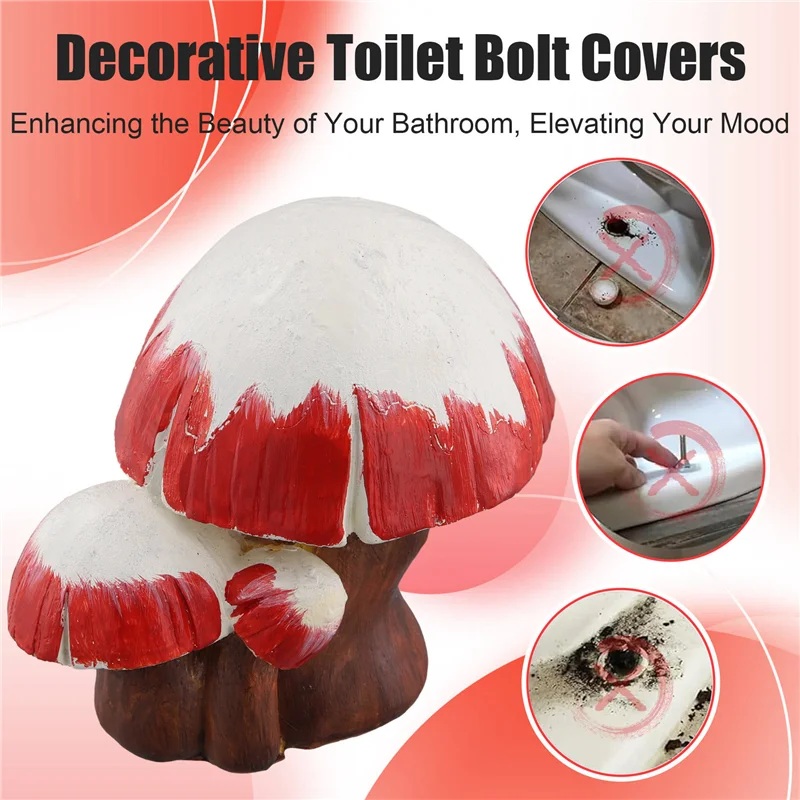 

A69X-Toilet Bolts Covers Colorful Resins Mushroom Design Toilet Bolts Caps Bathroom Decors Replacement Accessories