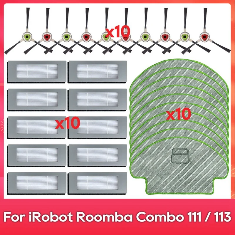 ABWQ لـ Irobot Romba Combo 111 / 113 / R 113840 فرشاة جانبية فلتر Hepa ممسحة ملابس روبوت أجزاء المكنسة الكهربائية