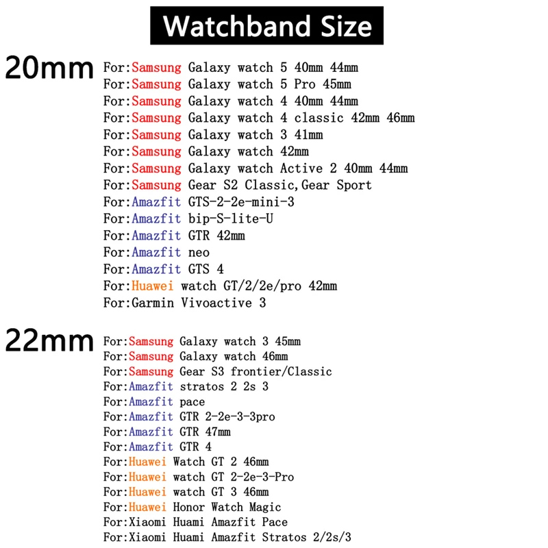 20mm 22mm Leather Strap For Samsung Galaxy Watch 5/pro/4/classic 44mm 40mm 46mm 42mm Huawei GT 2/Pro Sport Bracelet Watchbands