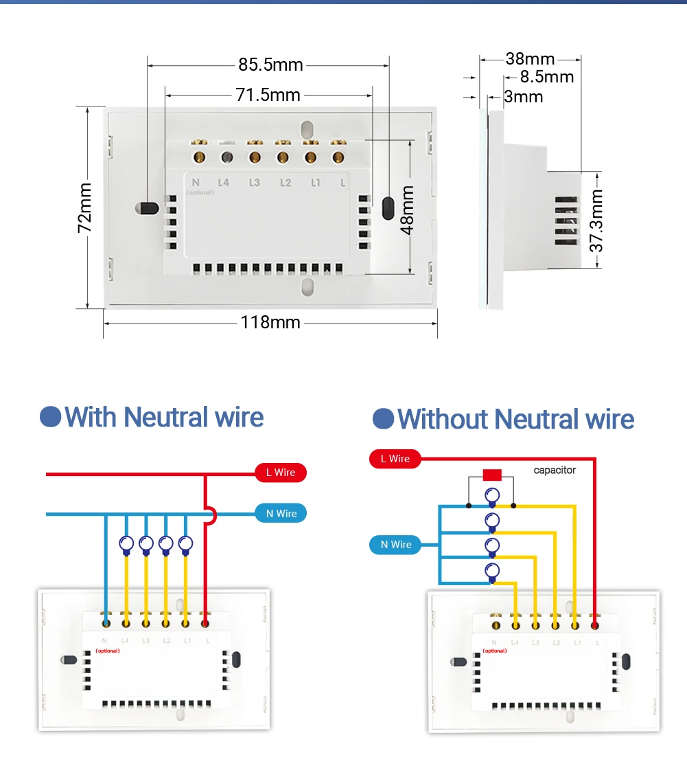 Tuya wifi interruptor de toque sem fio neutro necessário rf433 remoto casa inteligente alexa google alice controle voz vida inteligente app eua ue