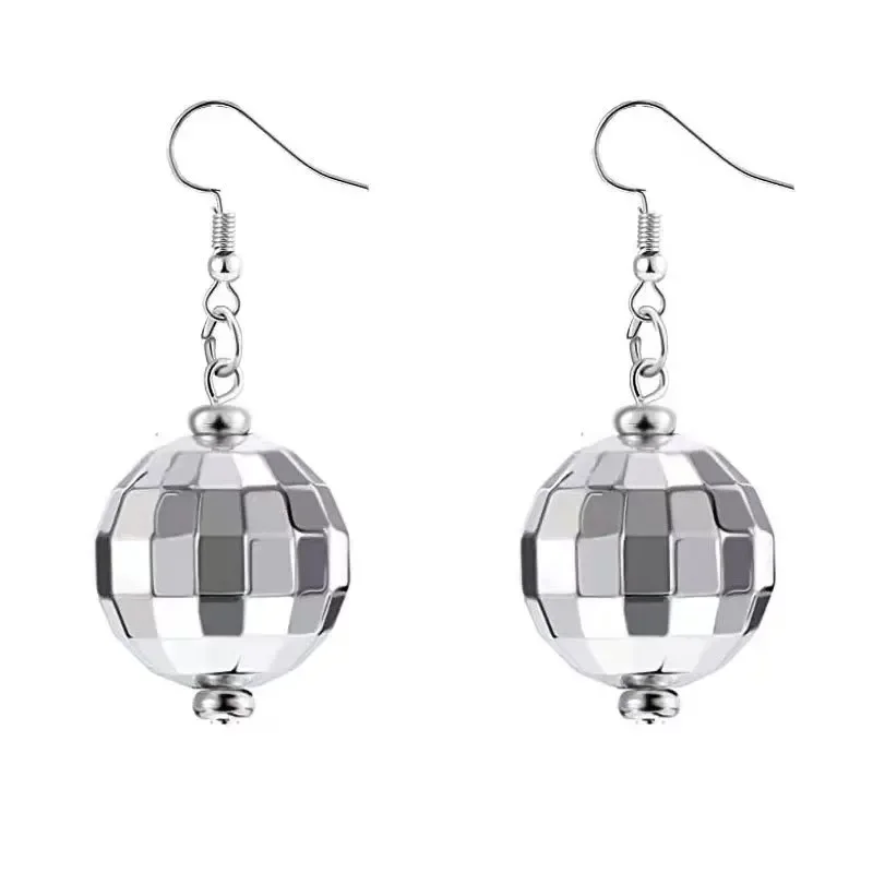 Exquisite Retro Disco Ball Pendant Earrings for Parties