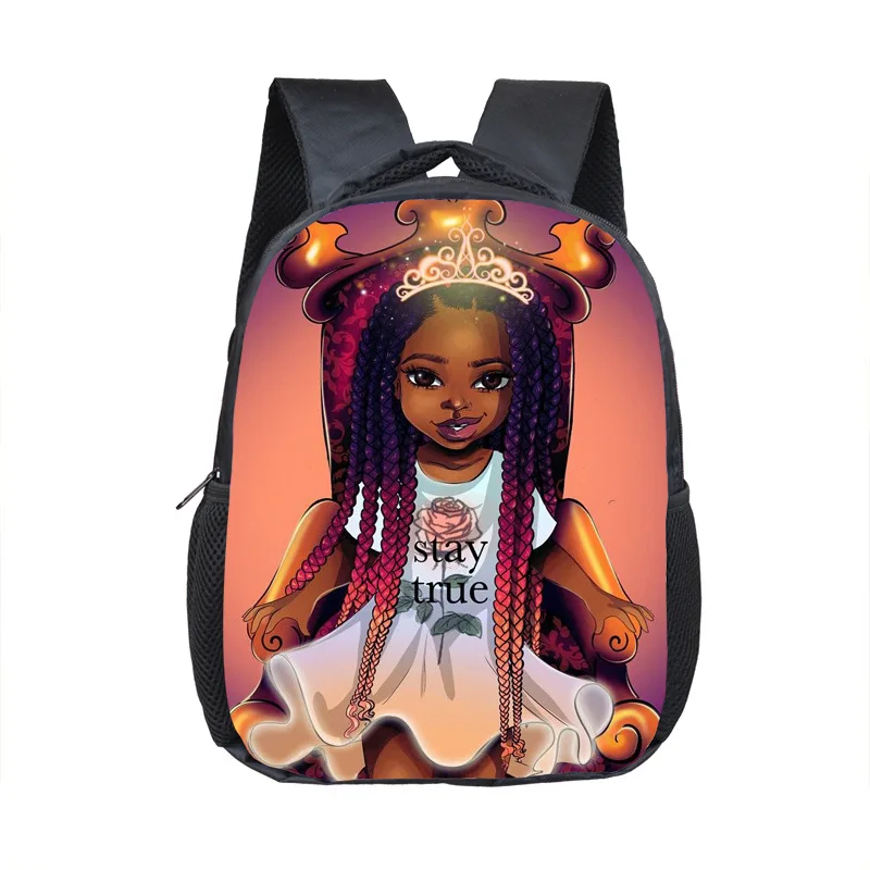 African Black Girls Kindergarten Schoolbag Children Burden Reduction Backpack Large Capacity Student School Bags Mochila Escolar