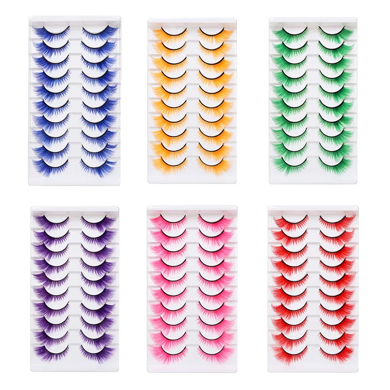1/5/7/10 Paar farbenfrohe Promi-Cosplay-Anime-Verlängerungshöcke führen natürlich die übertriebenen falschen Eyelase durch