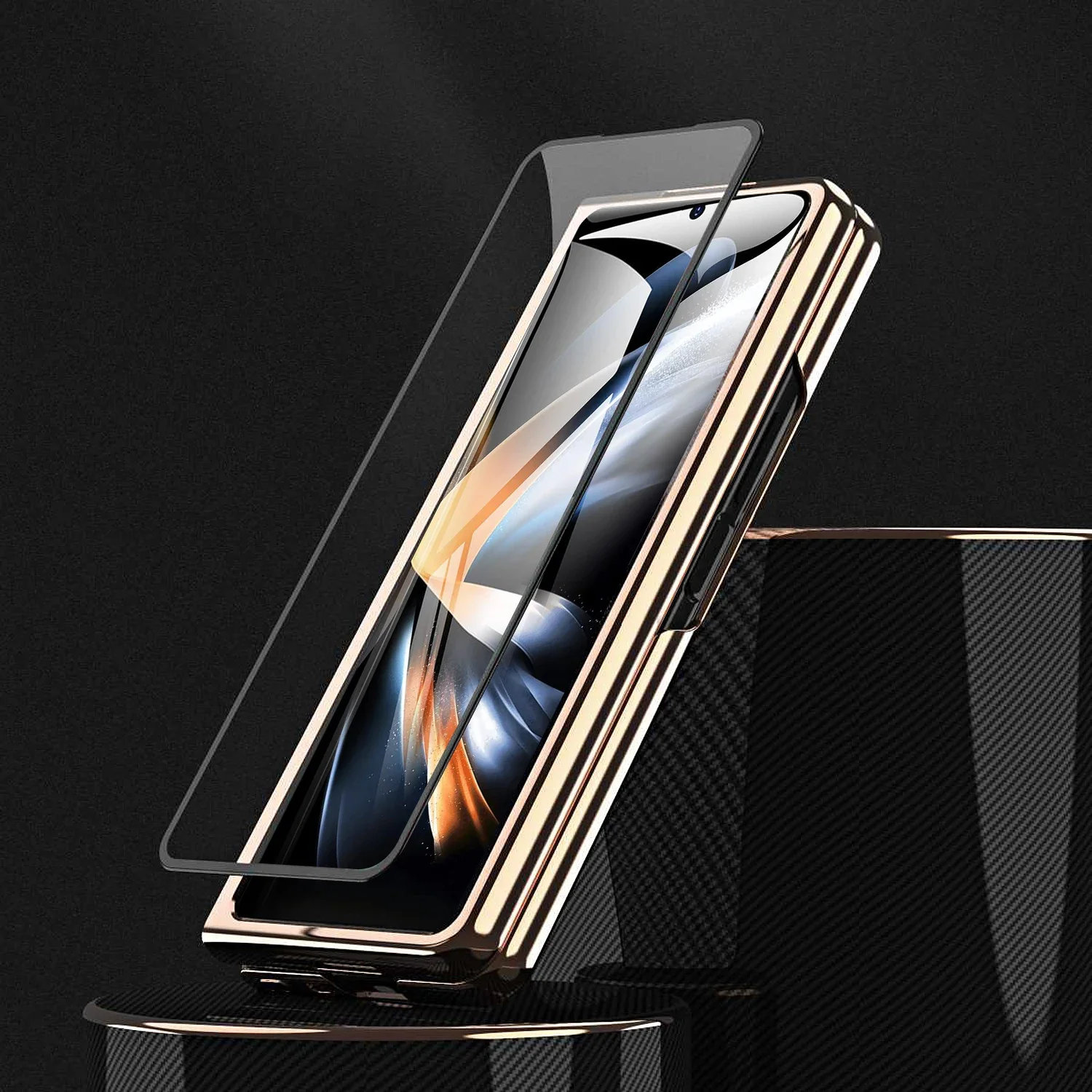 럭셔리 비즈니스 슬레 향기 링 도금 폴리크롬 여성용 삼성 갤럭시 Z 폴드 7 6 5 4 3 보호 케이스