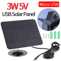 3W 5V Solar Panel Charger Monocrystalline Solar Panel Kit Waterproof IP Security Camera Charger with 360 Adjustable Bracket
